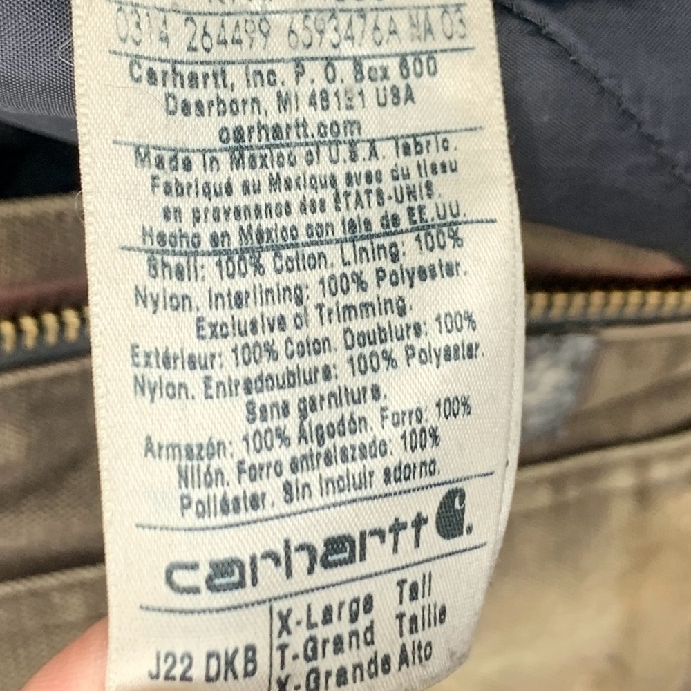 Carhartt Men Size XL TALL Jacket J22 DKB Coat Distressed RIPPED Brown Canvas - Picture 13 of 13